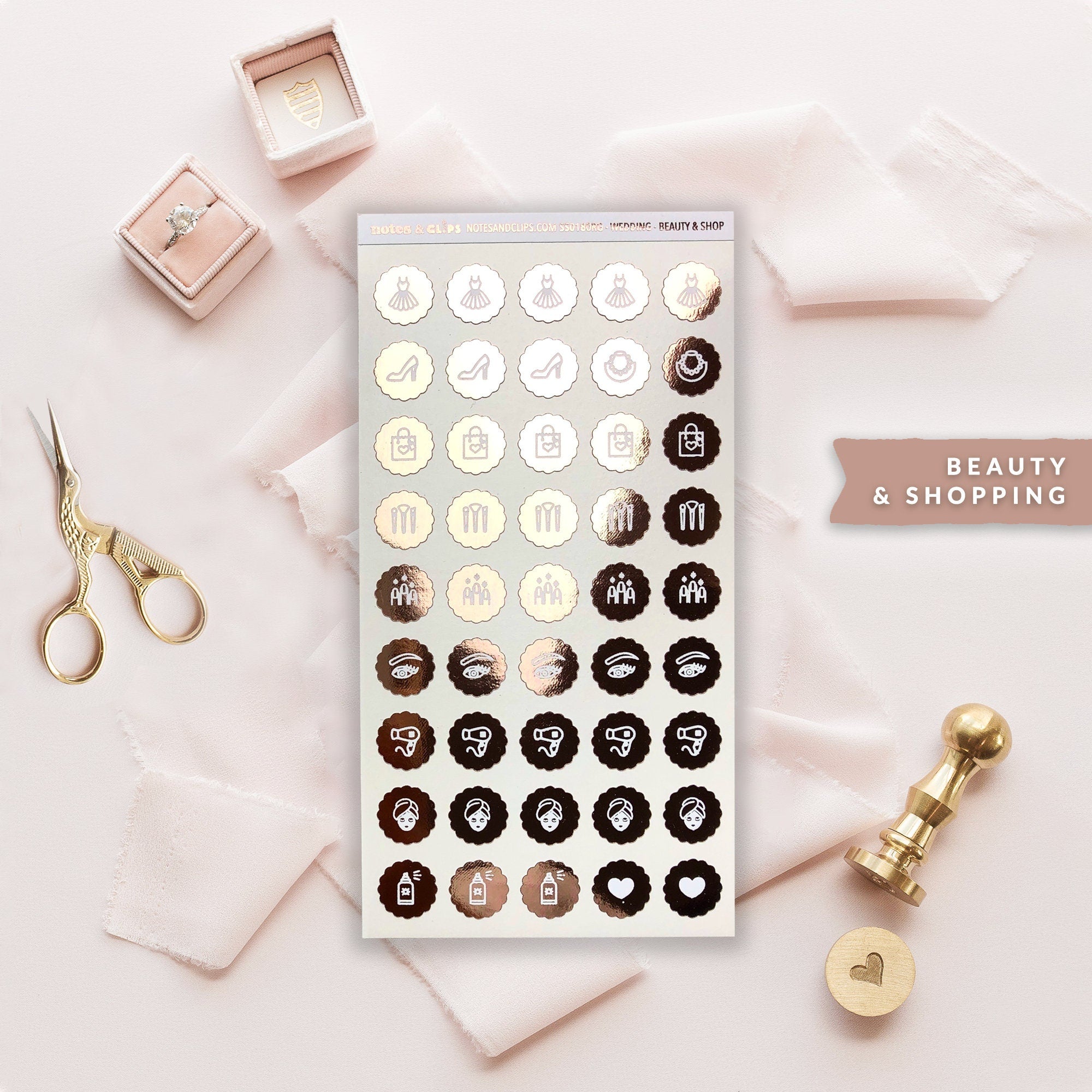 Foiled Beauty Icons - Wedding Planning Stickers