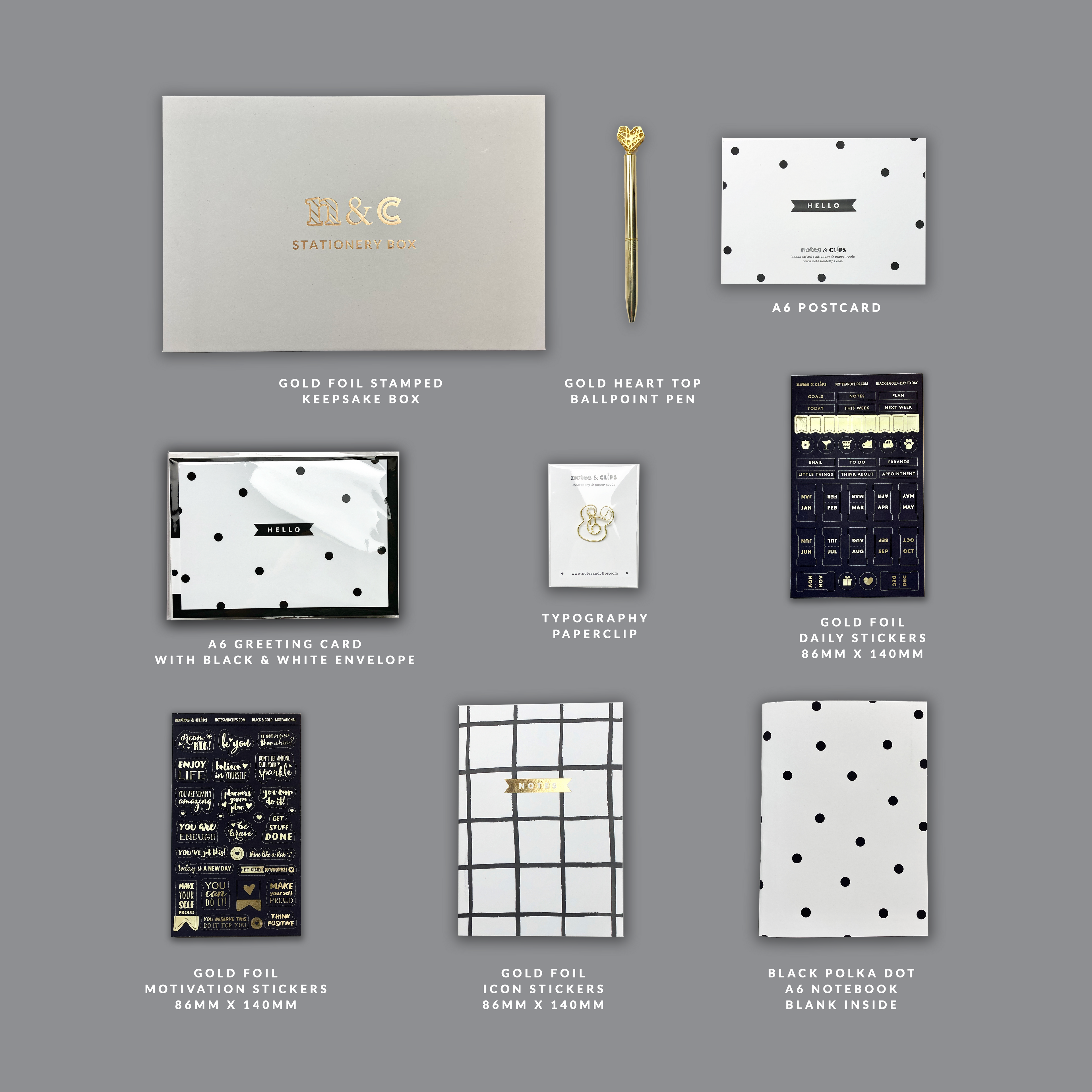 Stationery Box - Black & Gold