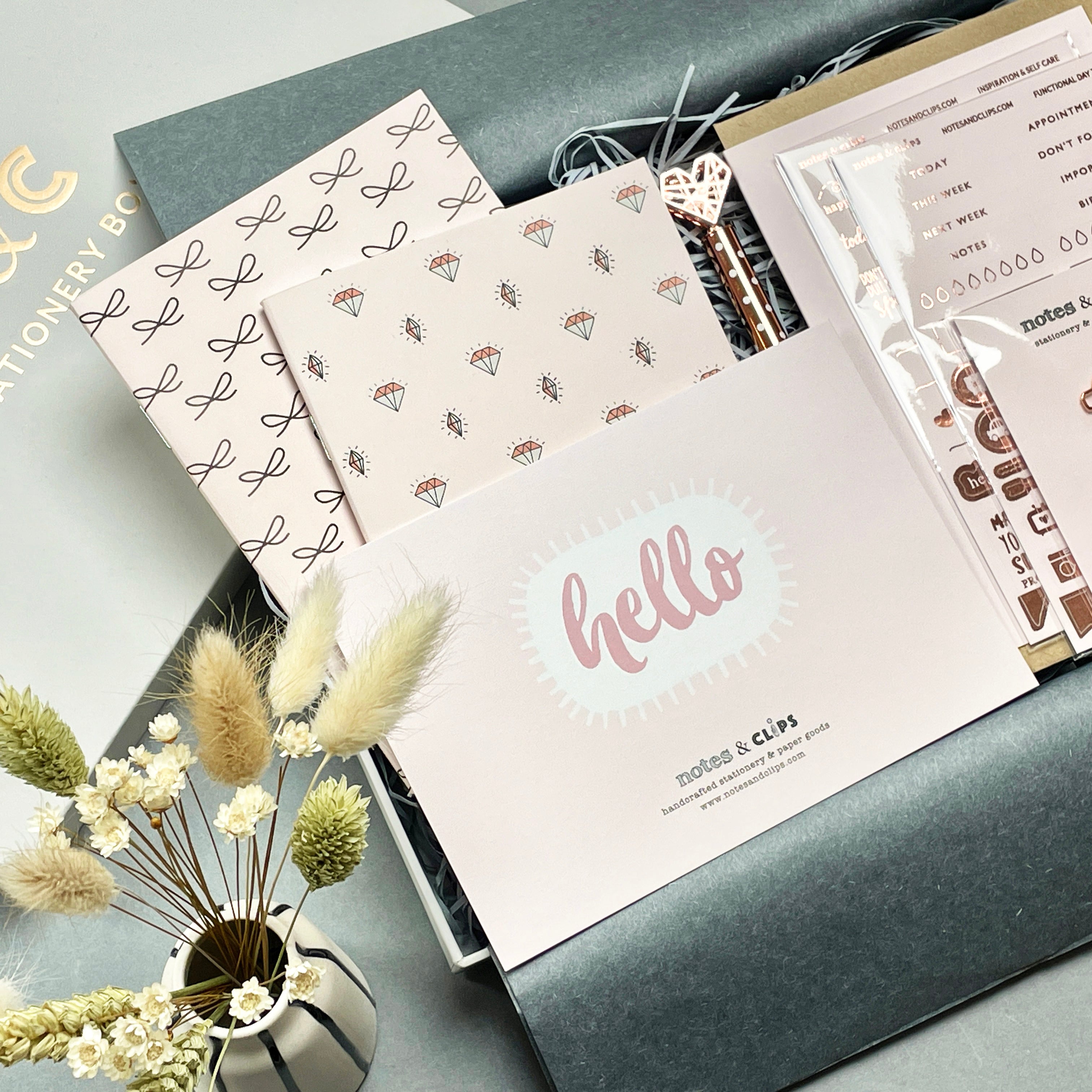 Rose Gold Stationery Box - Blush & Peach