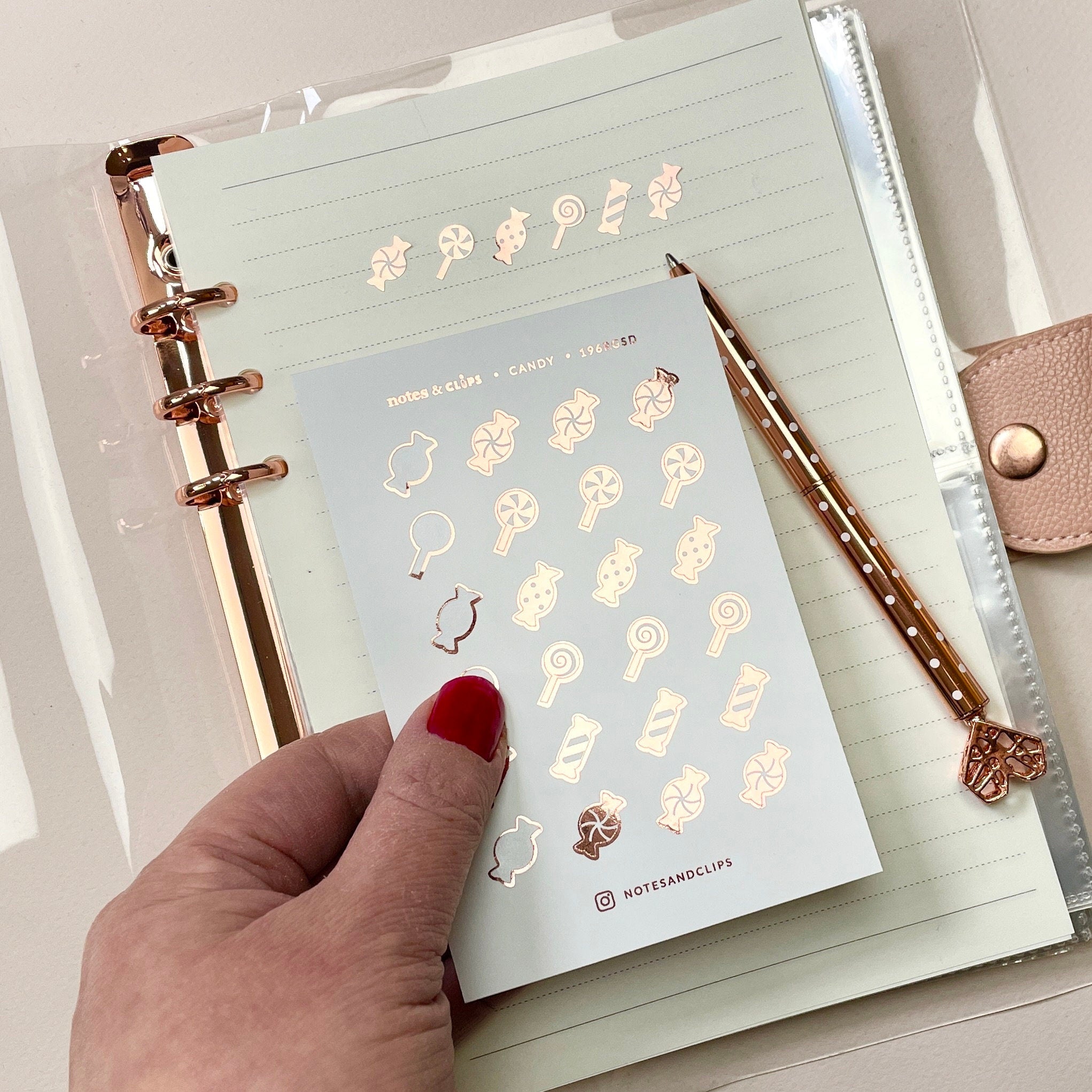 Foiled Candy Planner Stickers: Decorative Icon Stickers