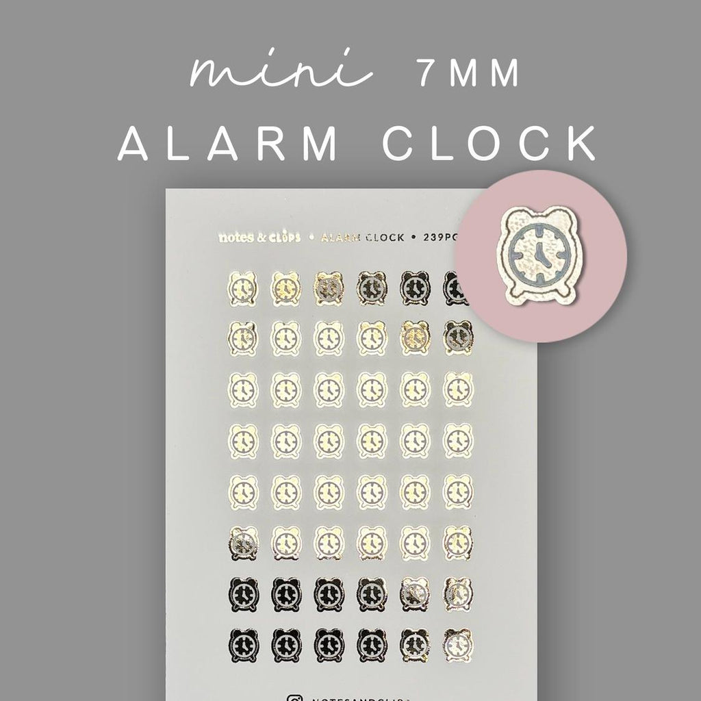 Gold Foil Reminder Stickers: Planner Alarm Clock Icons