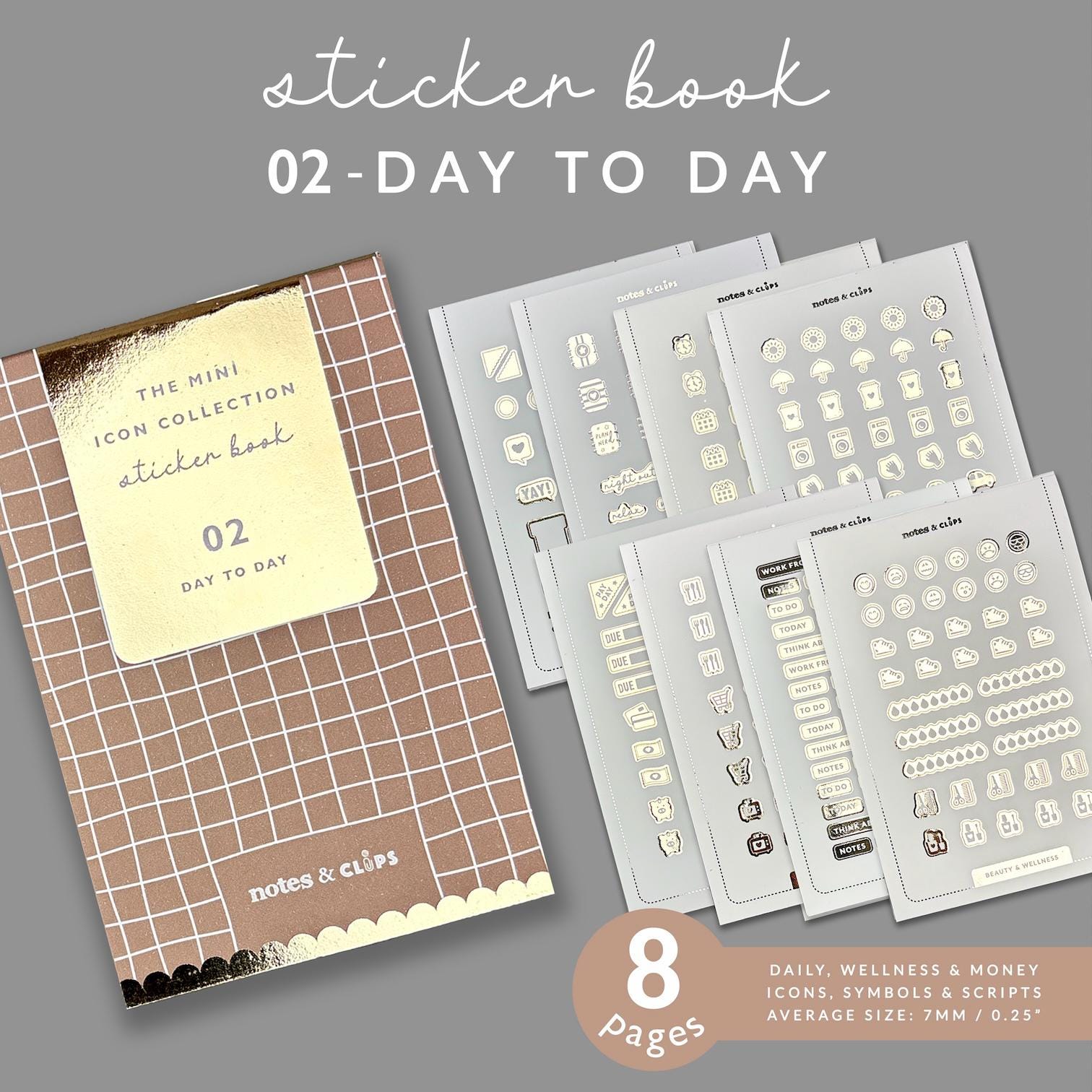 Day to Day Icon Sticker Book: Mini Planner Stickers