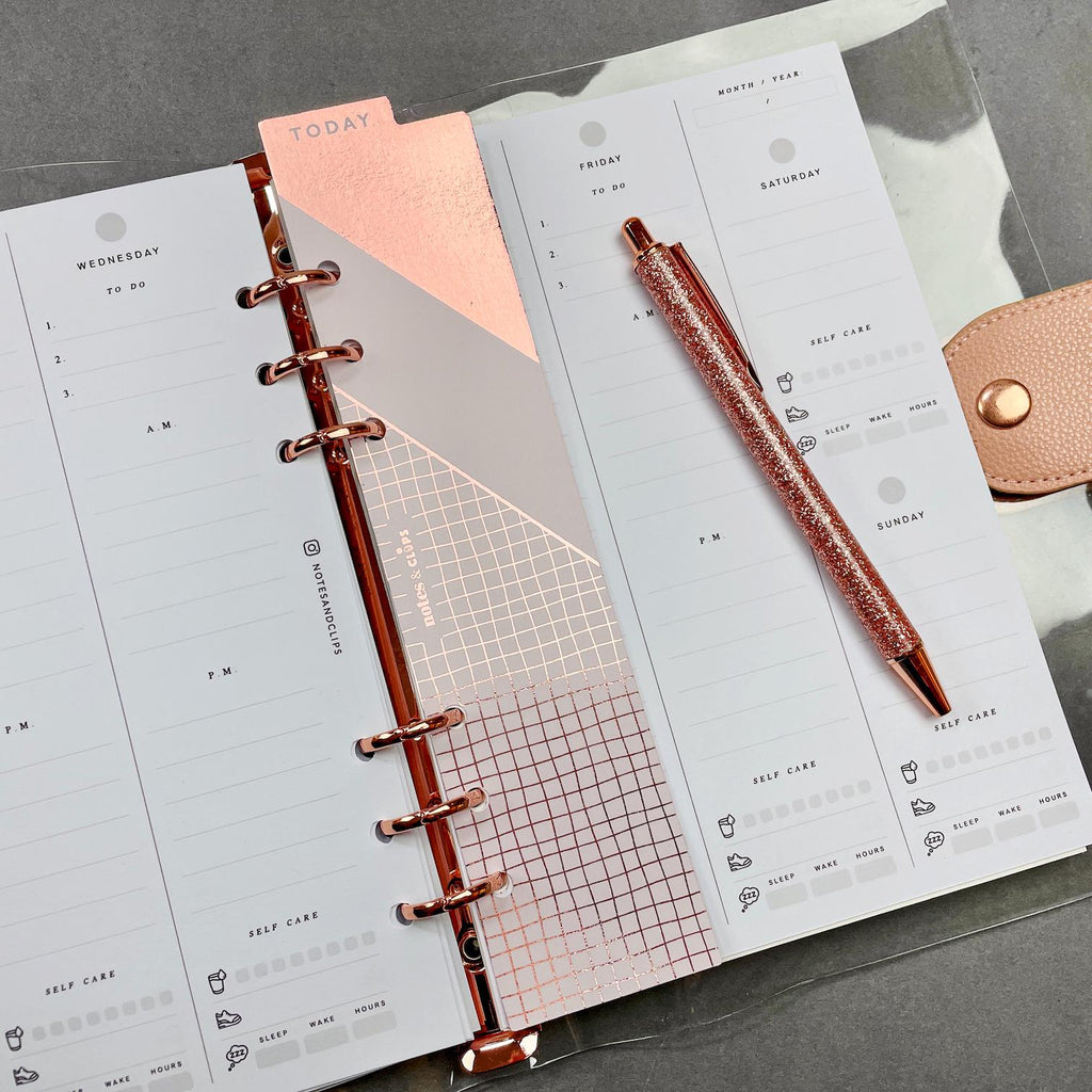 Foiled Planner Bookmarks: Blush Pink Ringbound Page Markers (Set of 3)