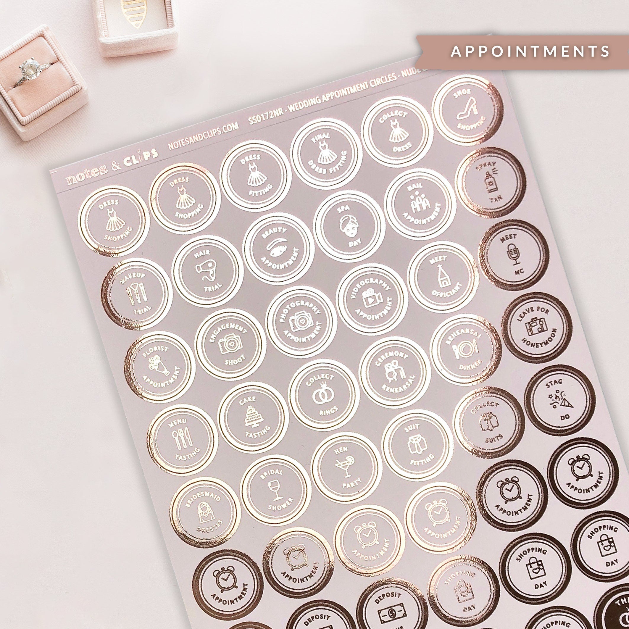 Foiled Appointment Stickers - Wedding Planning Stickers
