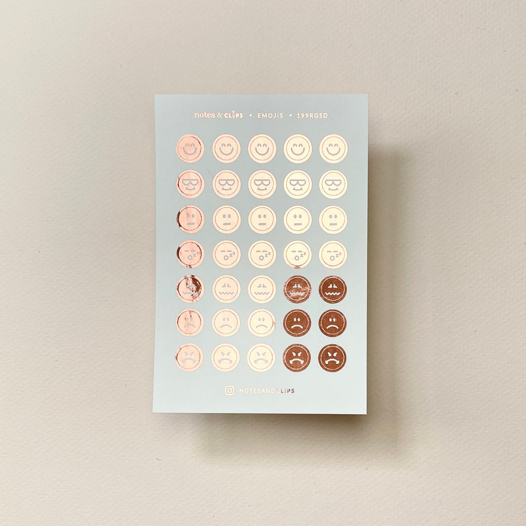 Foiled Emoji Mood Tracker Stickers: Planner Embellishments