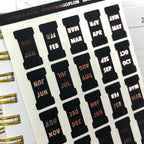 Black & Foil Small Monthly Tabs