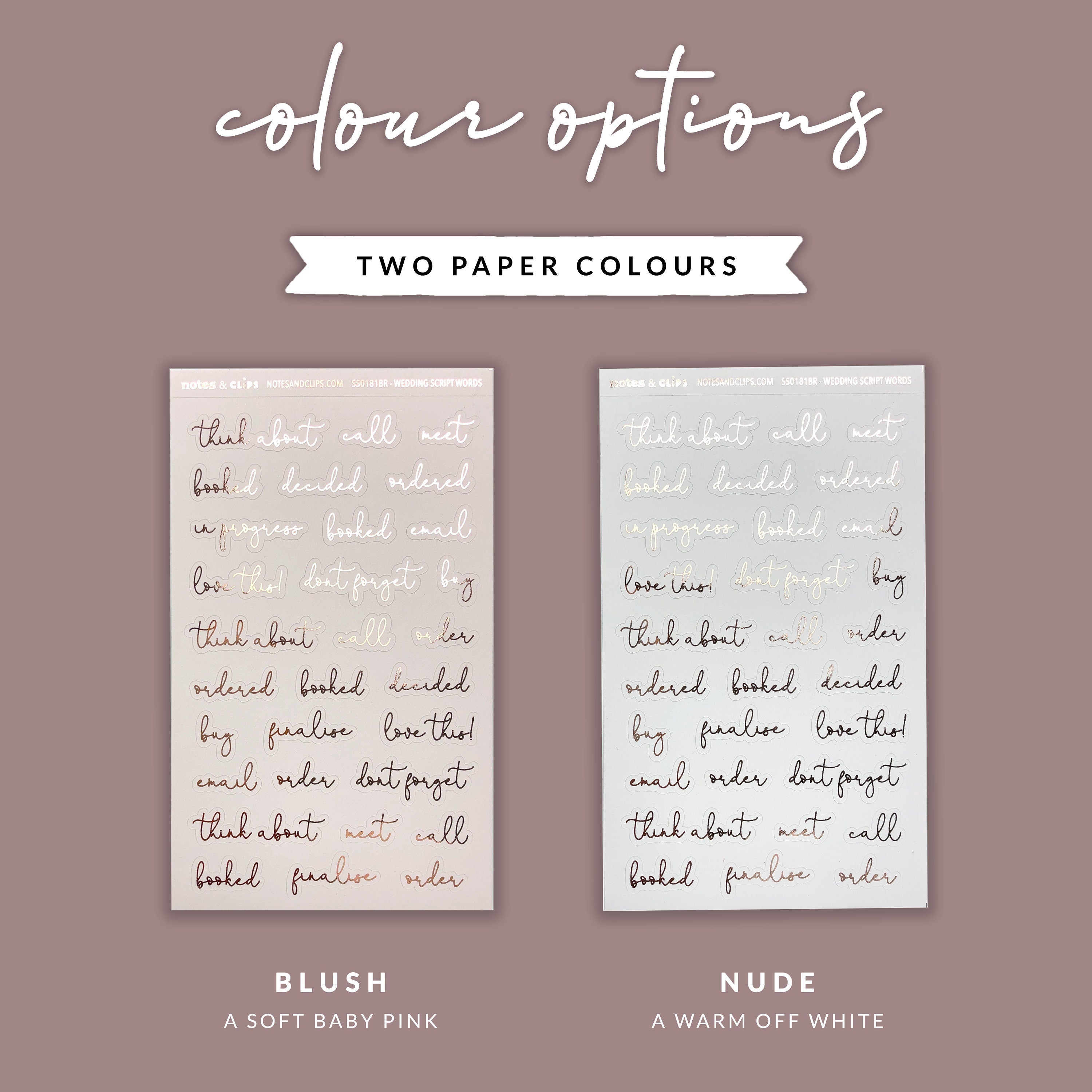 Foiled Wedding Script Words - Wedding Planning Stickers