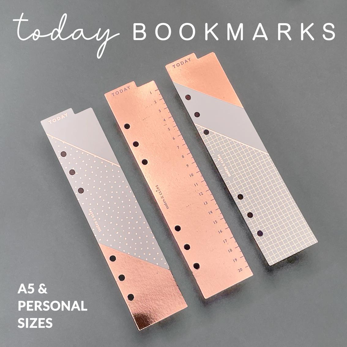 Foiled Planner Bookmarks: Blush Pink Ringbound Page Markers (Set of 3)