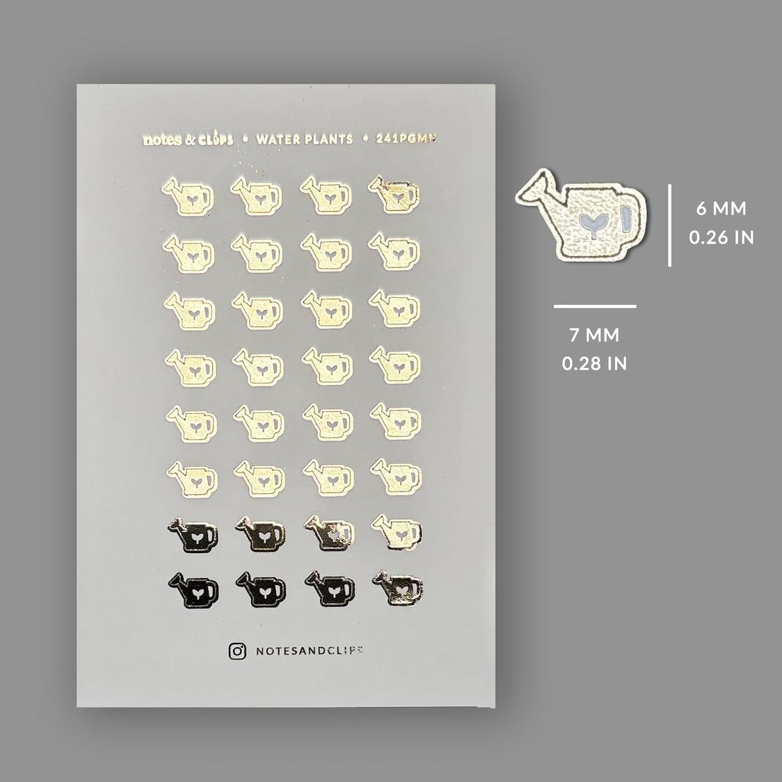 Gold Foil Water Plants Planner Stickers: Gardening Mini Icons