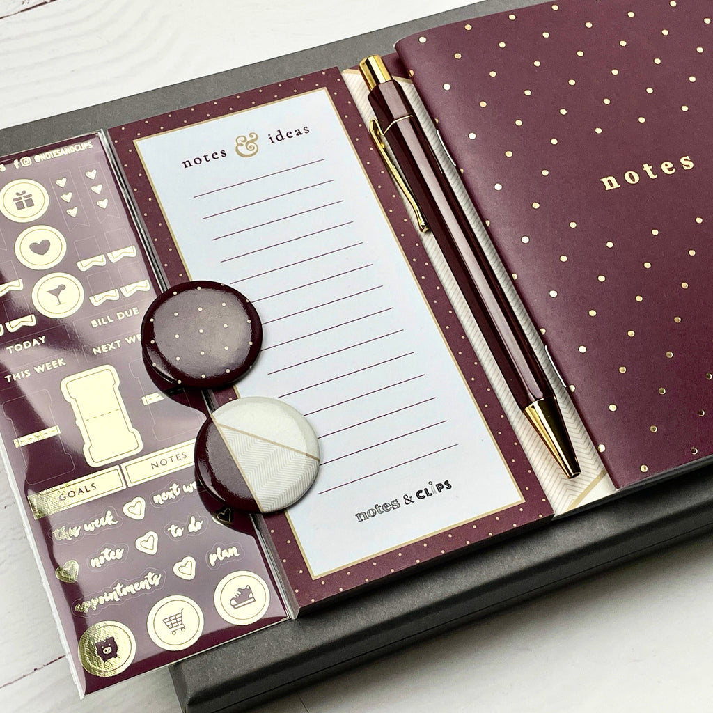 Stationery Box - Cream and Burgundy - Letterbox Gift