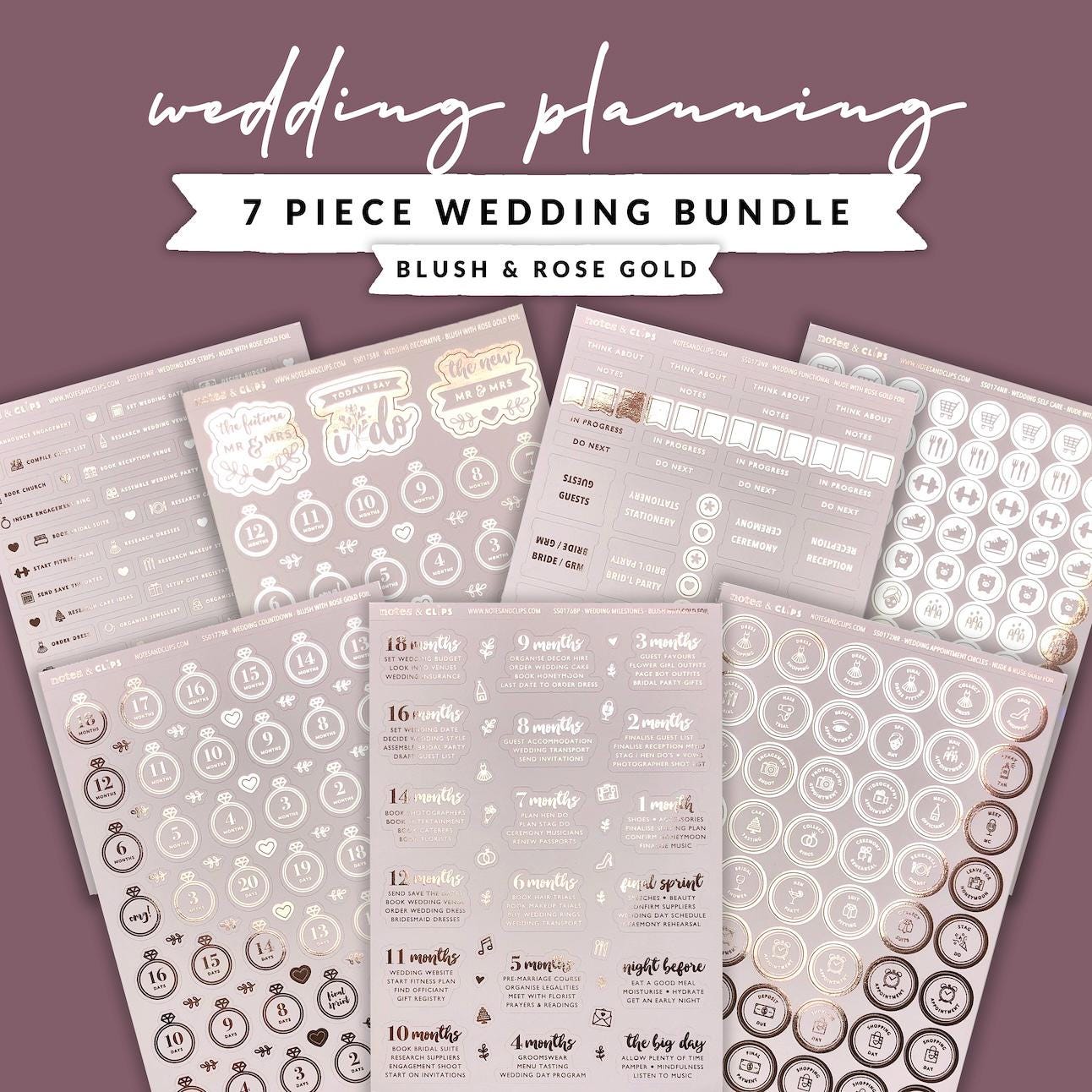 Foiled Self Care Stickers - Wedding Planning Stickers