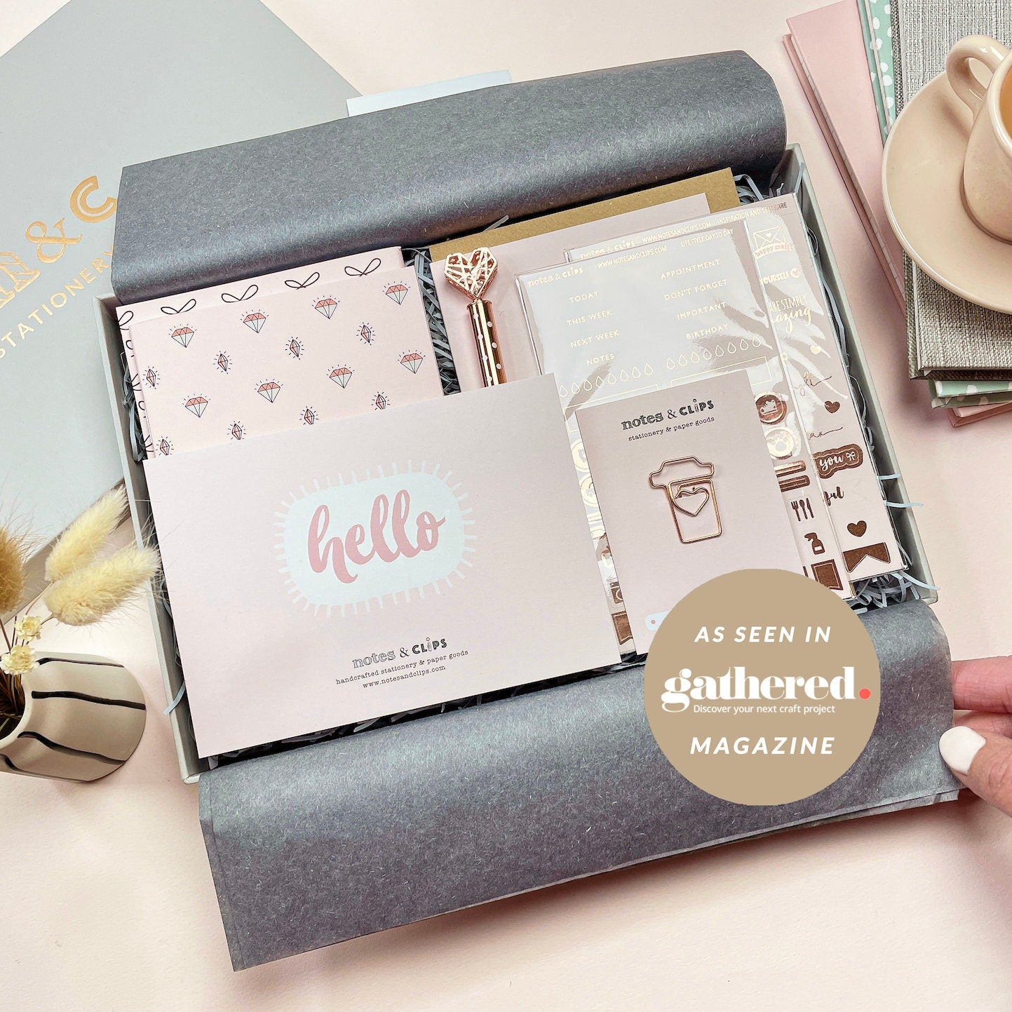 Blush Pink Stationery Set: Rose Gold Accents, Letterbox Gift
