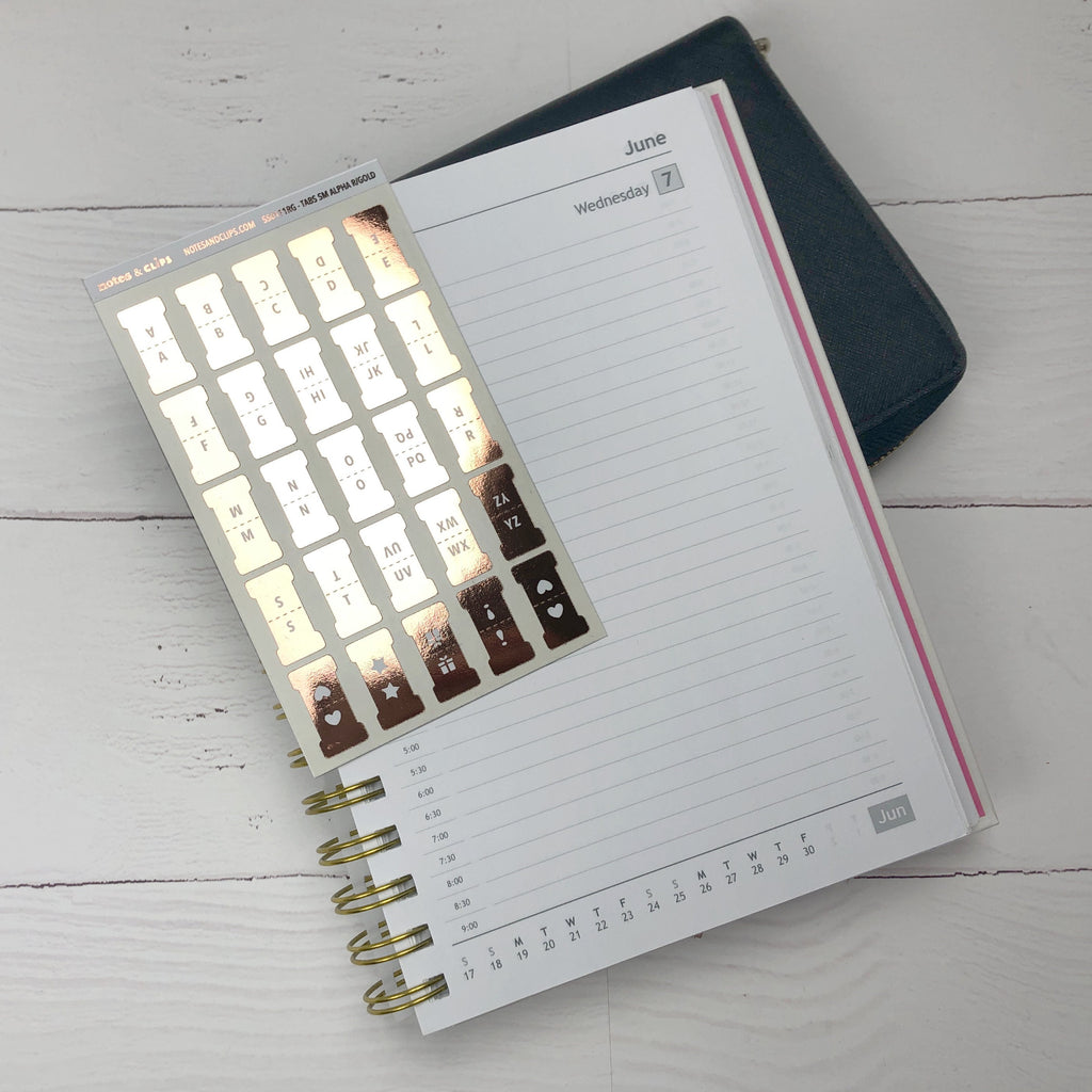 Foiled Index Tab Stickers: A-Z Planner Tabs