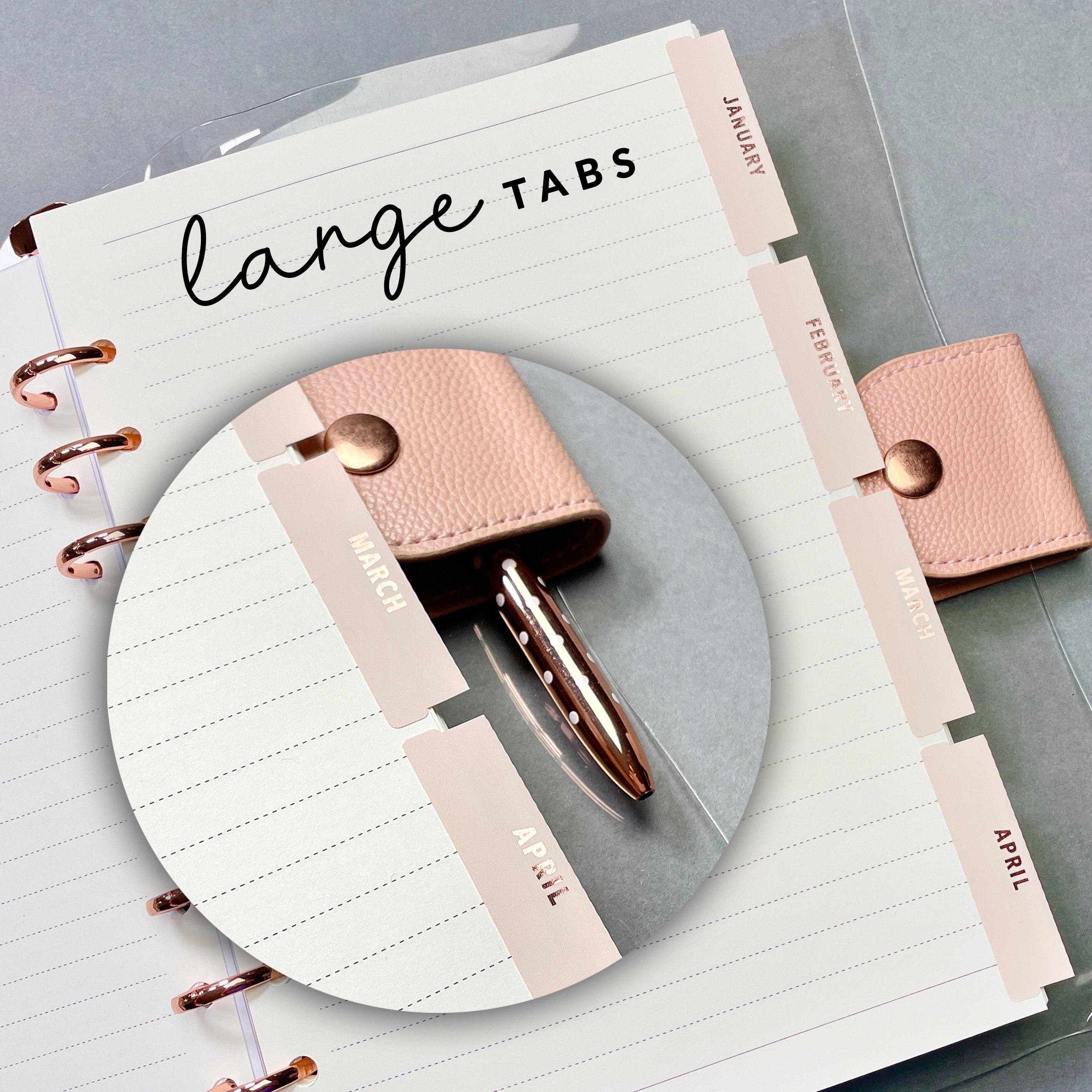 Blush Pink Month Tab Stickers: Large Planner Tabs