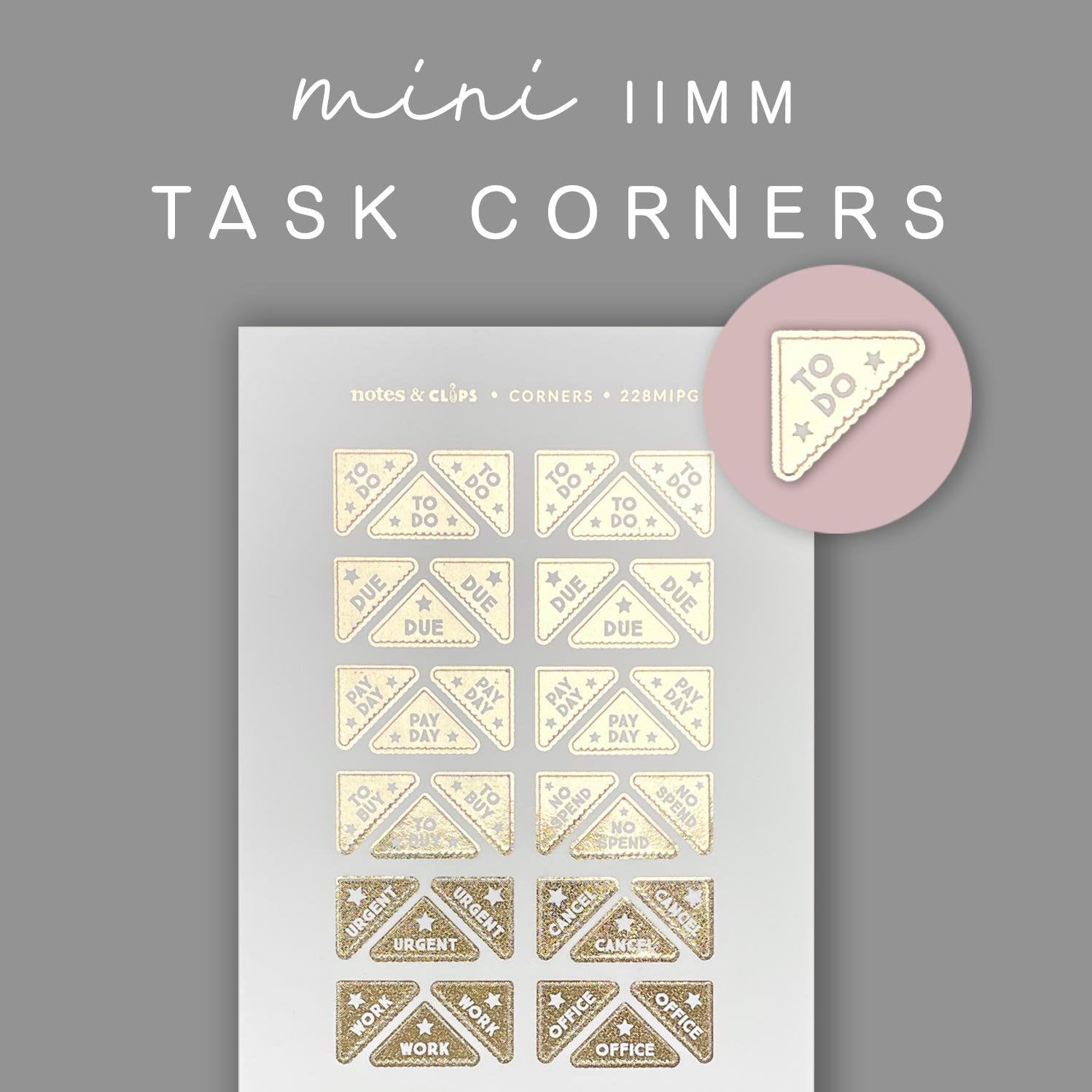 Mini Task Corner Stickers: Foiled Planner Reminders