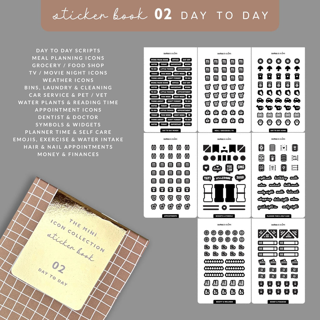 Day to Day Icon Sticker Book: Mini Planner Stickers