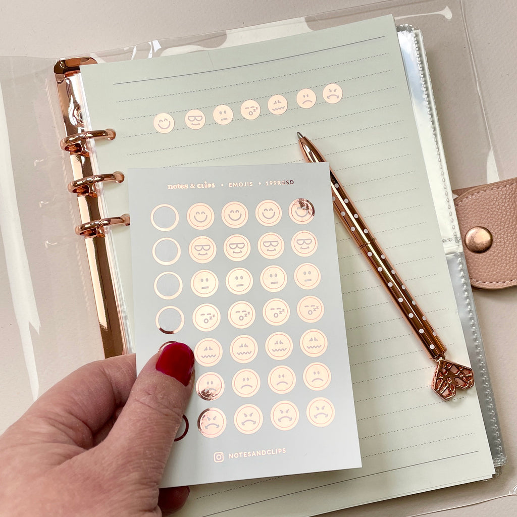 Foiled Emoji Mood Tracker Stickers: Planner Embellishments
