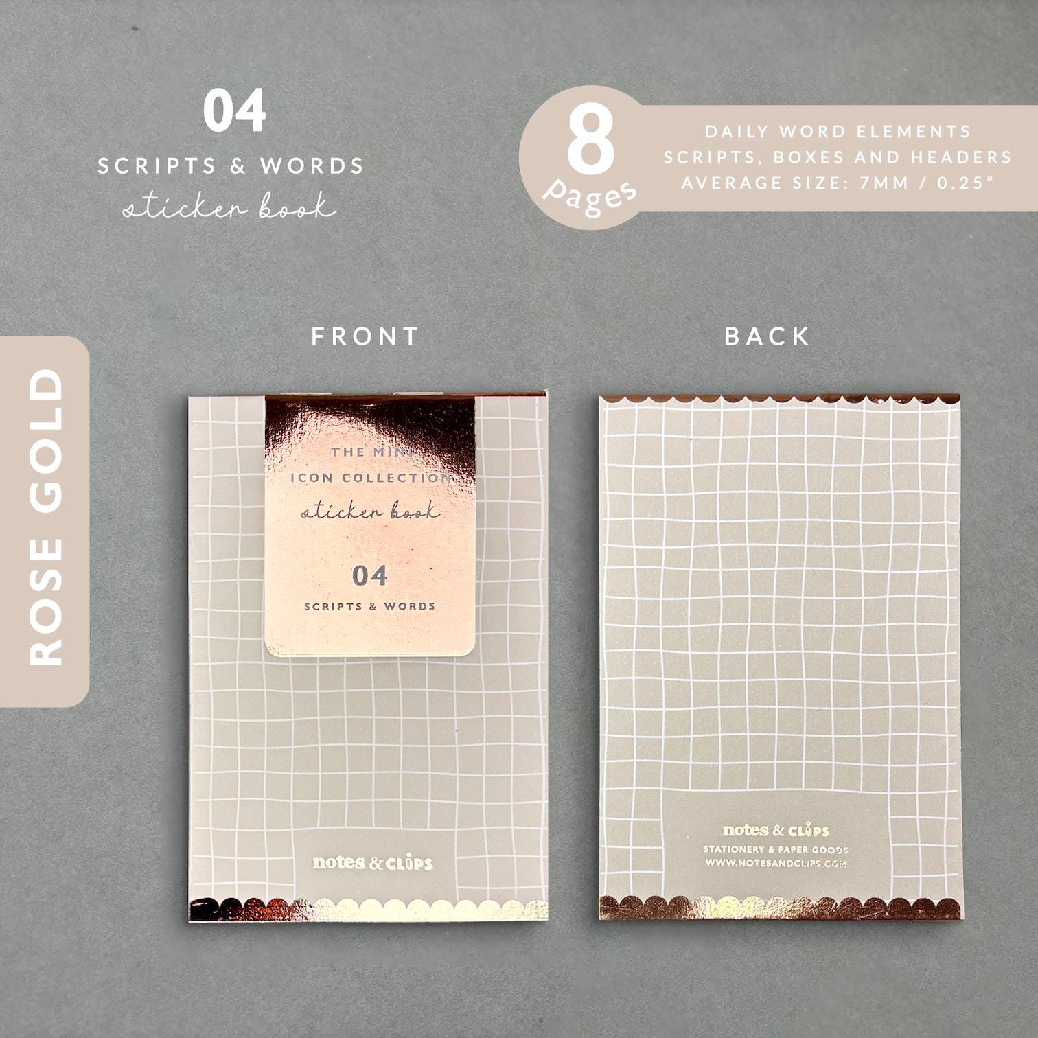 Scripts and Words Sticker Book: Mini Planner Stickers