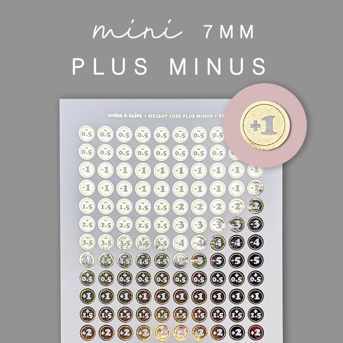 Foiled Weight Loss Stickers - Plus Minus Circles