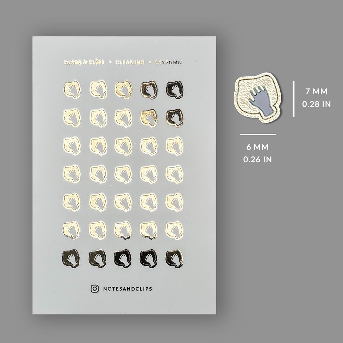 Gold Foil Cleaning Icons: Functional Planner Stickers