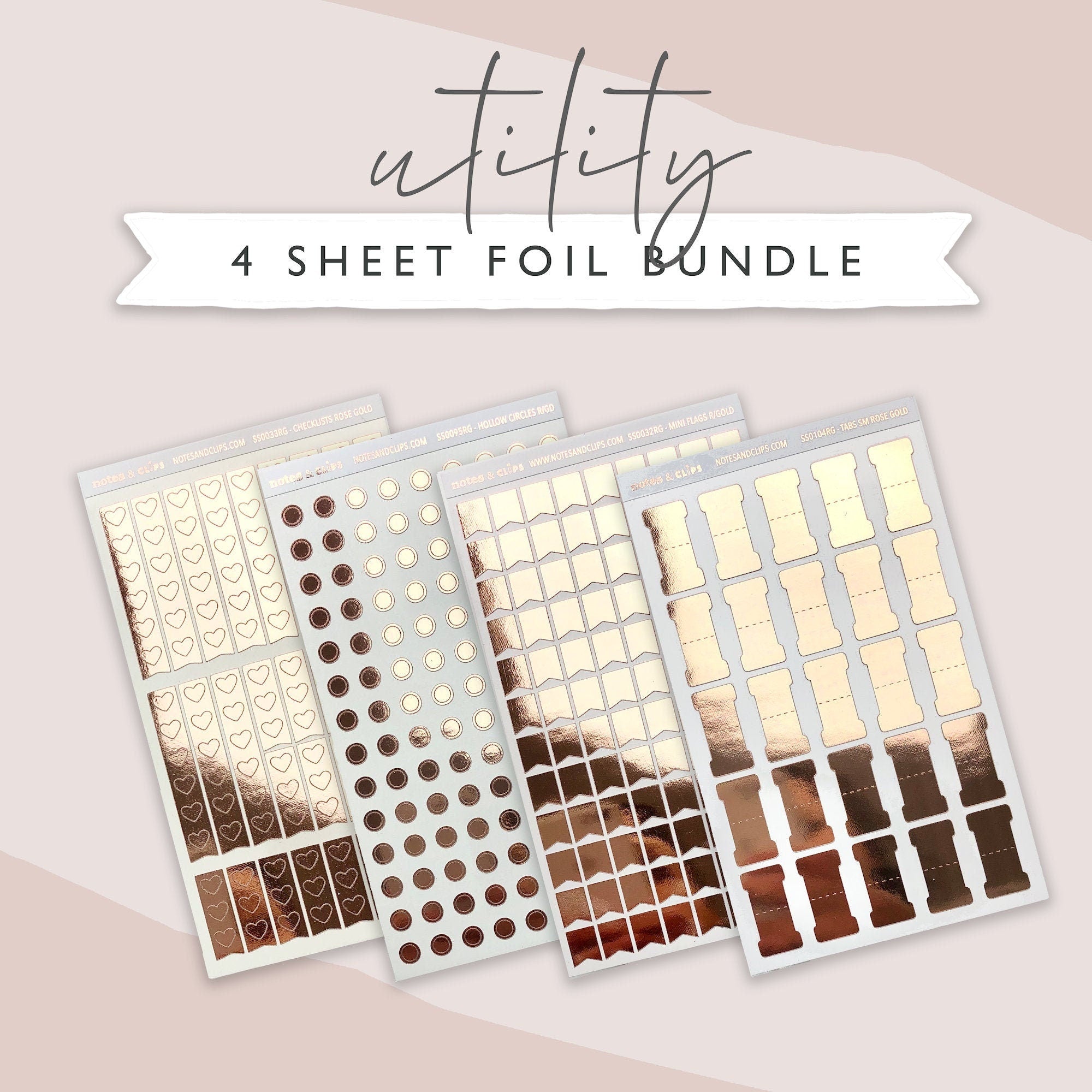 Foil Planner Stickers | 4 Sheet Utility Bundle