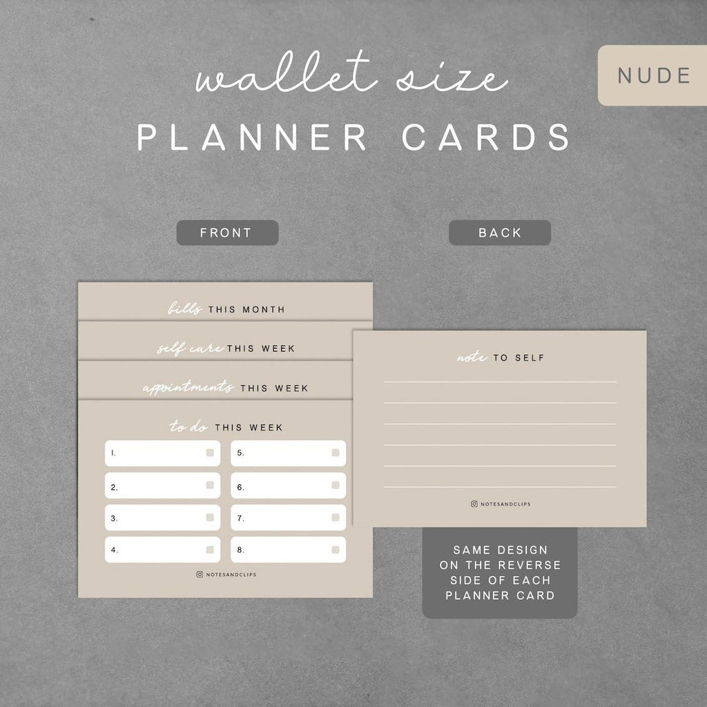 Pack of 8 Planner Cards - Black and White, Minimalistic Planner