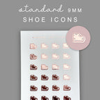 Foiled Walking Shoe Planner Stickers: 9mm Exercise Stickers