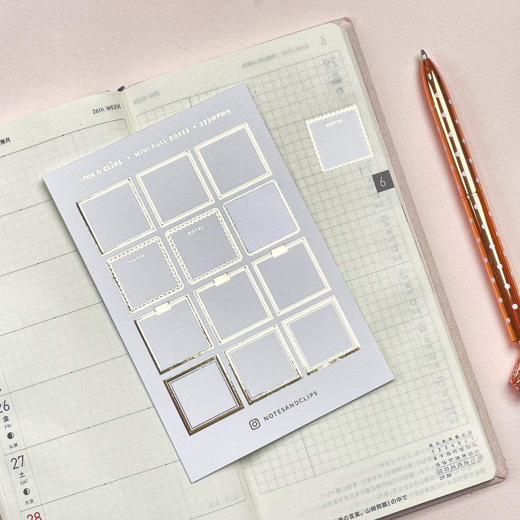 Blush Pink Foiled Mini Planner Stickers: Hobonichi Weeks (21mm)