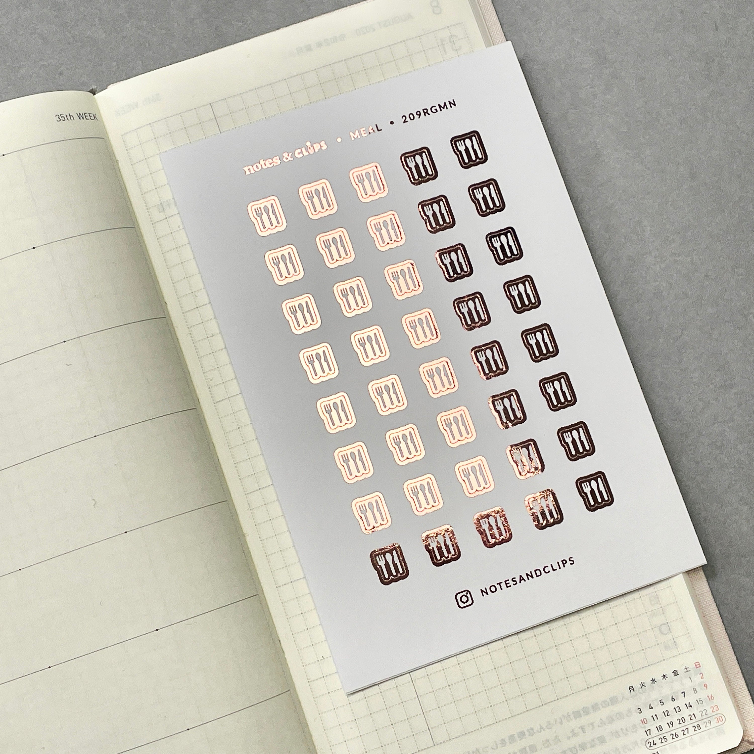 Mini Meal Planner Stickers: Fork & Spoon Icons for Meal Planning
