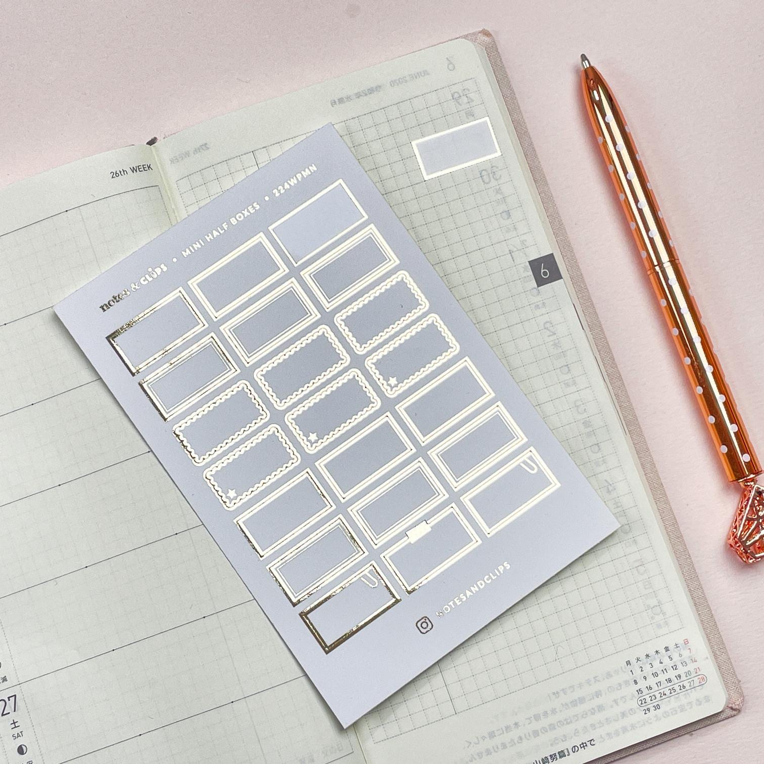 Foiled Mini Half Box Planner Stickers: Clean