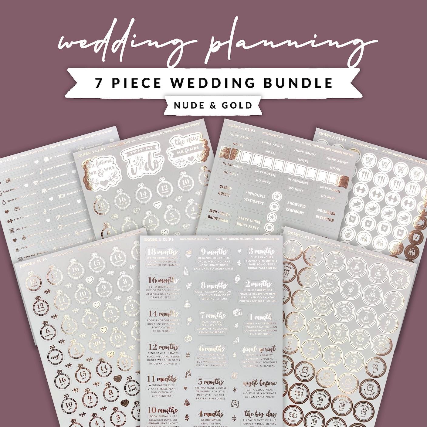 Foiled Milestone Wedding Planning Stickers