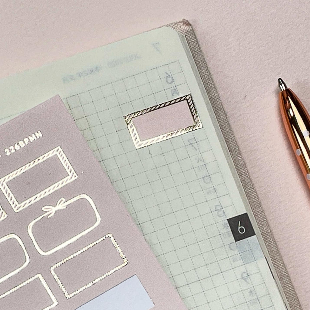 Blush Pink Foiled Mini Half Box Planner Stickers: Hobonichi Weeks
