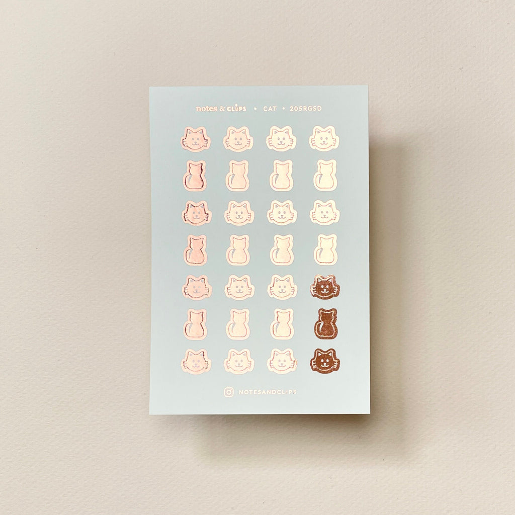 Foiled Cat Planner Stickers, 9mm Cat Icons