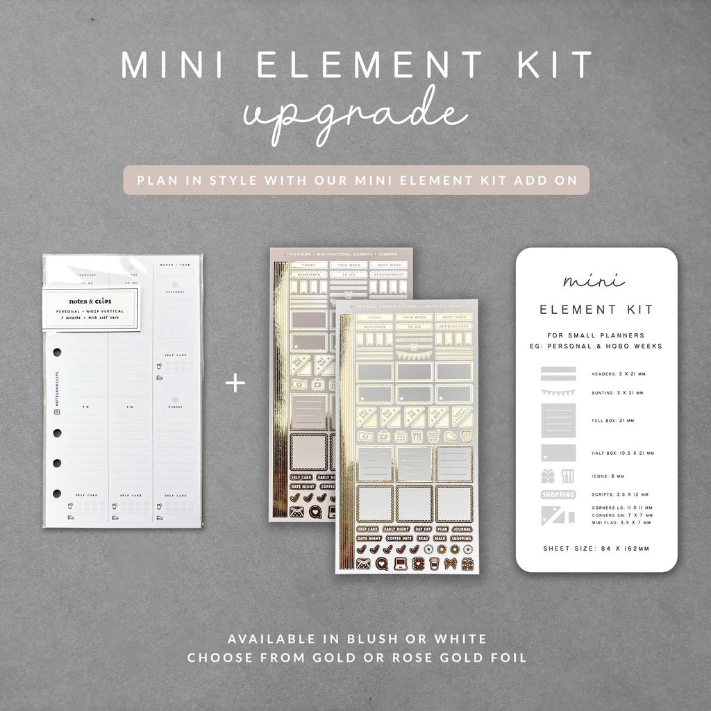 Minimalist Personal Planner Inserts: Undated WO2P, Self Care, 3 Month