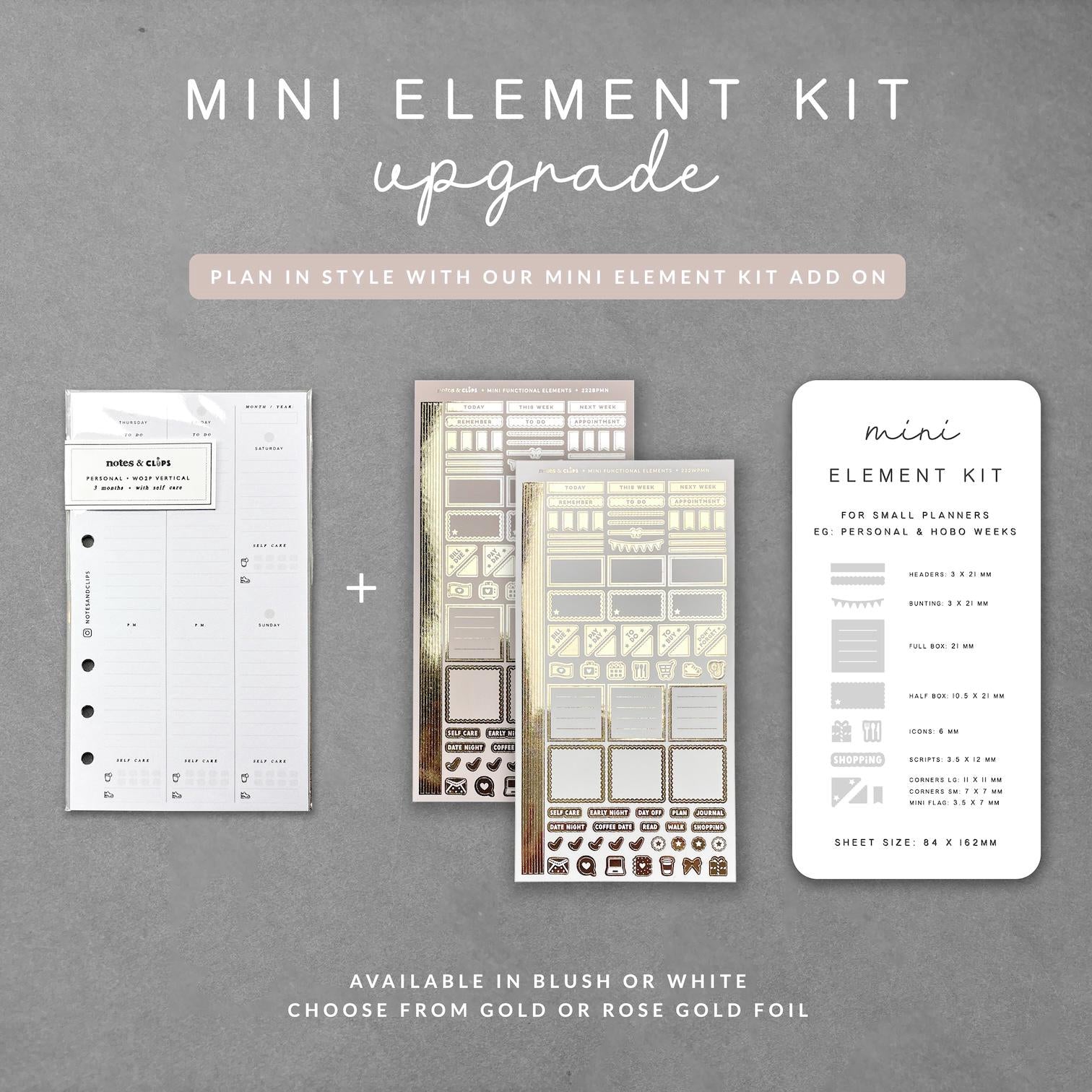 Minimalist Personal Planner Inserts: Undated WO2P, Self Care, 3 Month