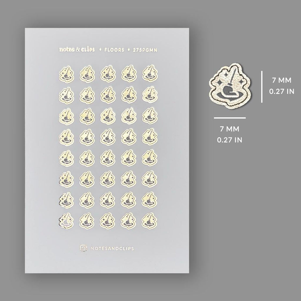 Foiled Floor Cleaning Planner Stickers: Mini Icon Stickers