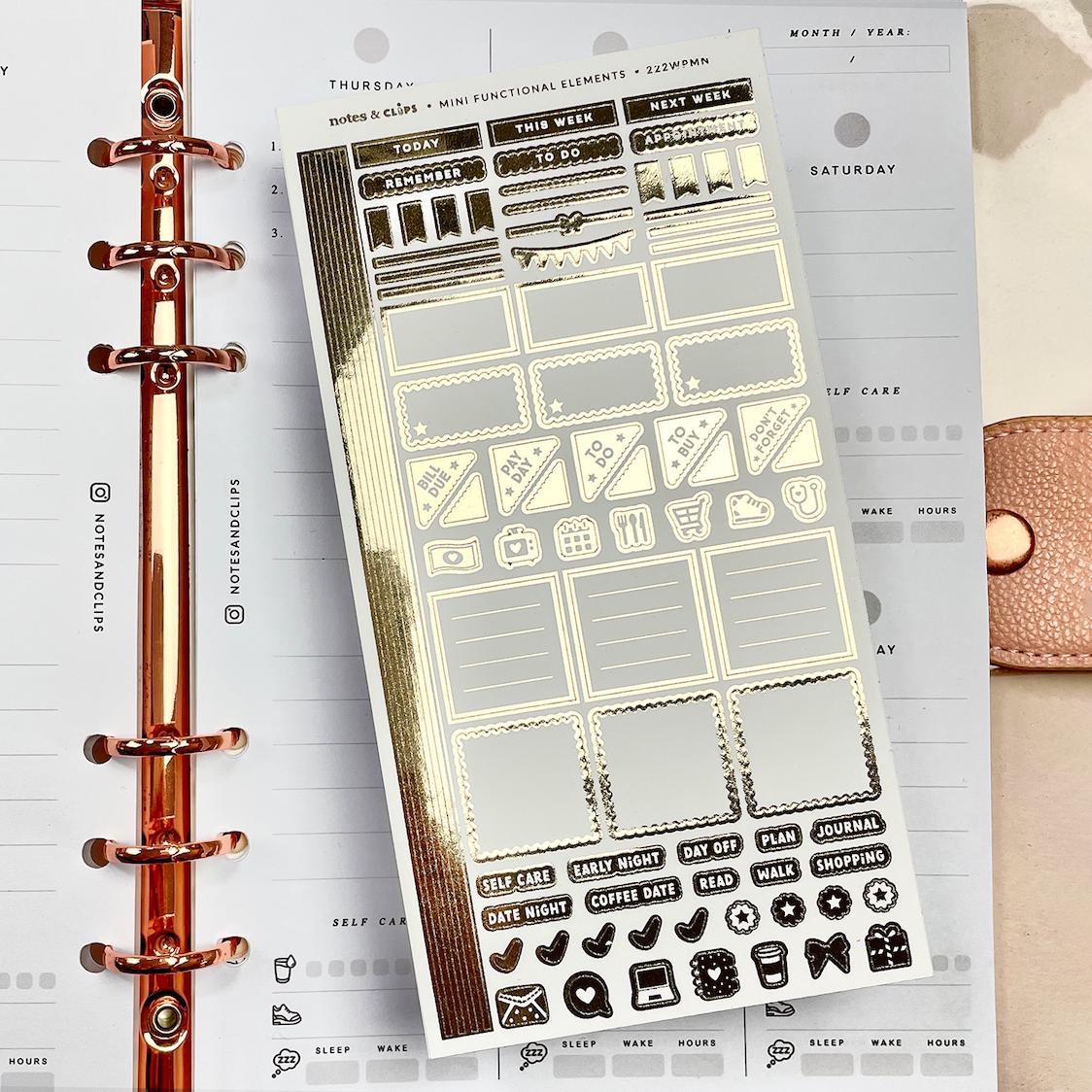 Mini Planner Stickers: Blush & Gold Functional Stickers