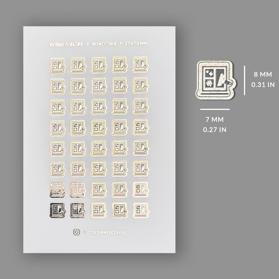 Foiled Window Icon Planner Stickers: Housekeeping, Mini Planner Icons
