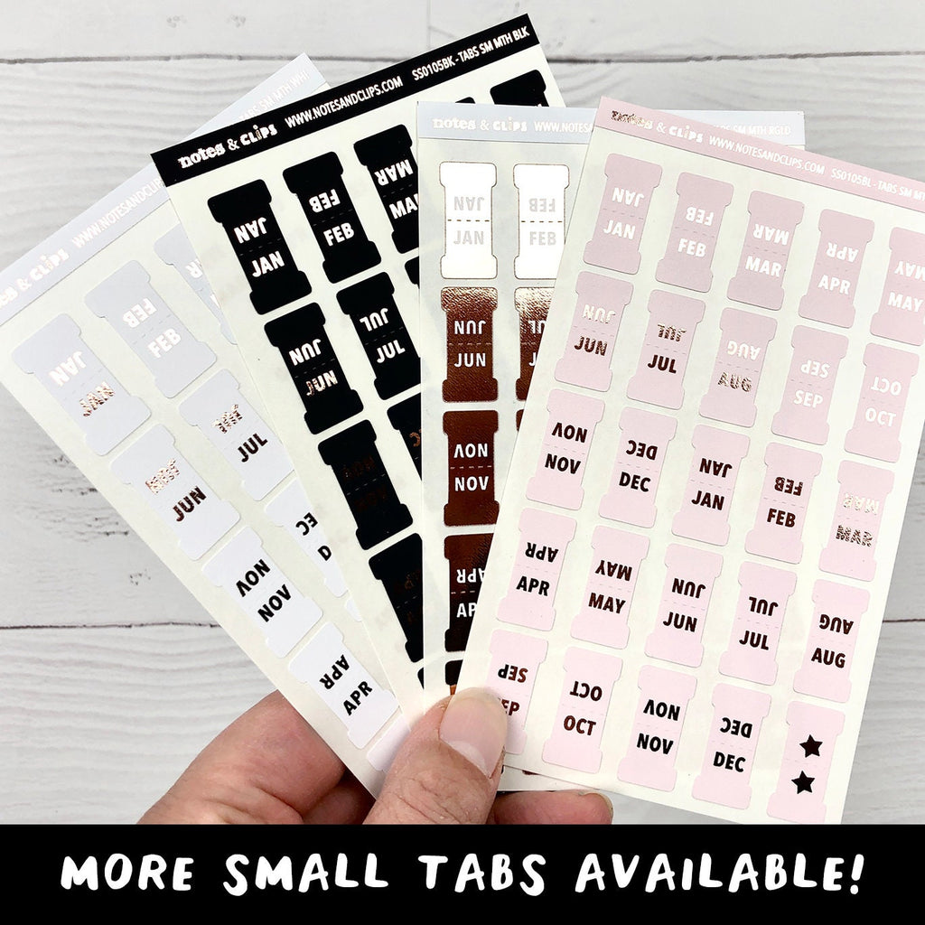 White Foiled Small Monthly Tabs