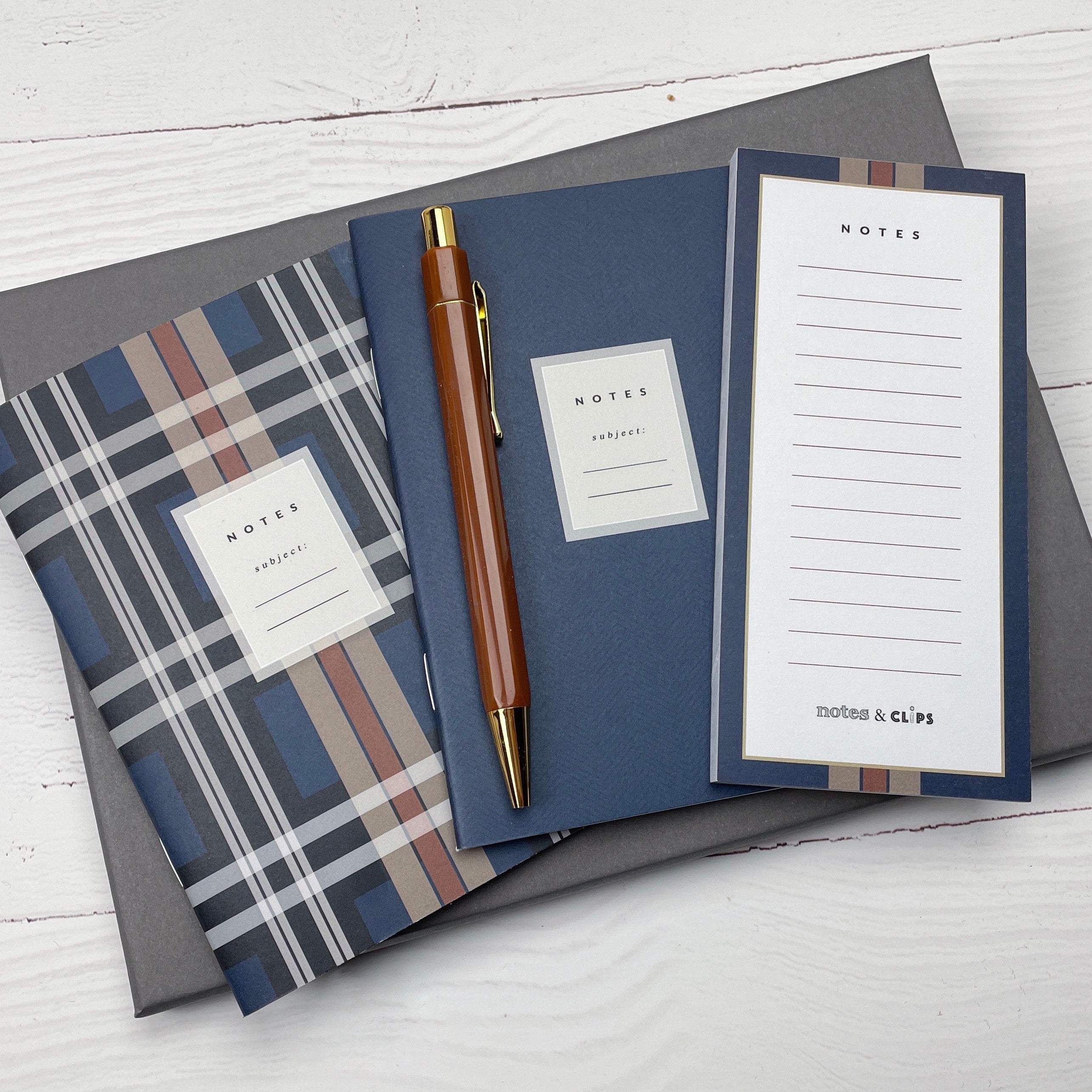 Stationery Box - Navy Tartan - Letterbox Gift