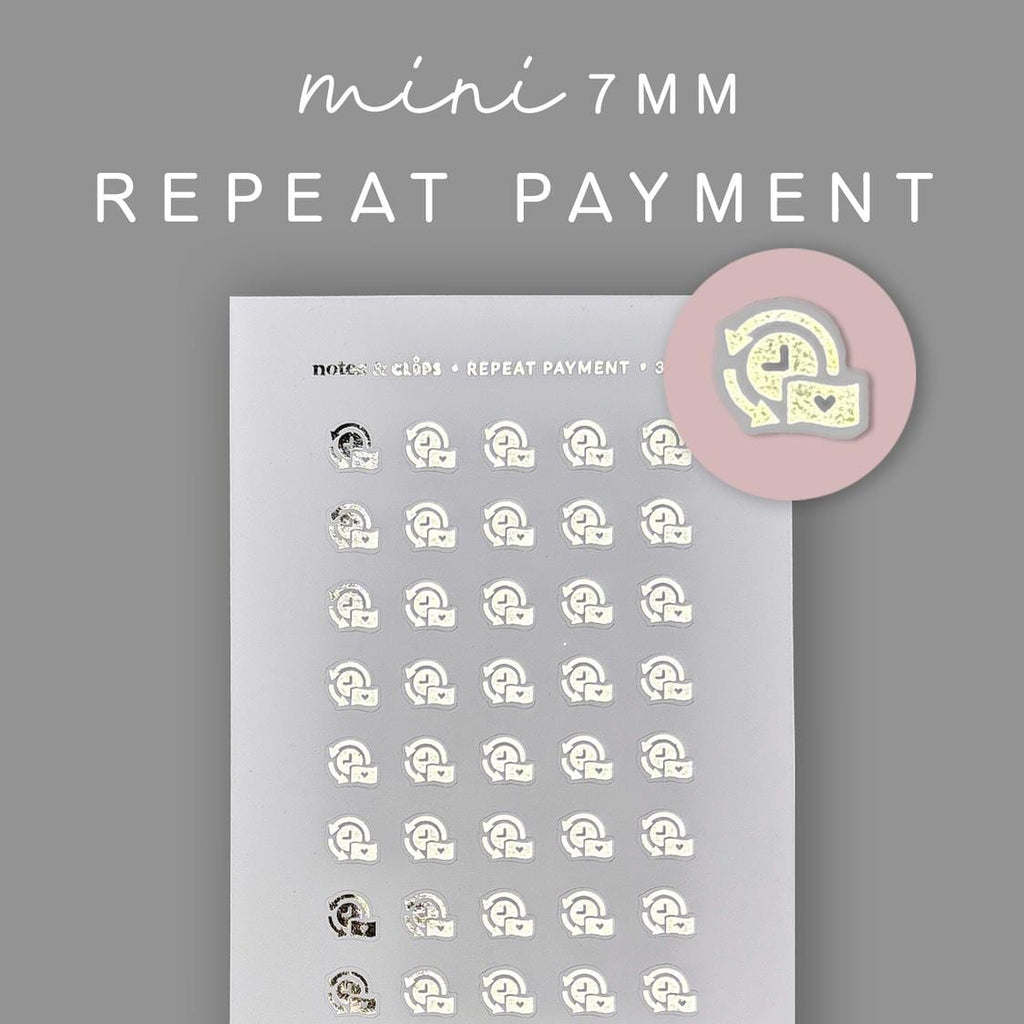 Foiled Finance Stickers - Repeat Payment Icons