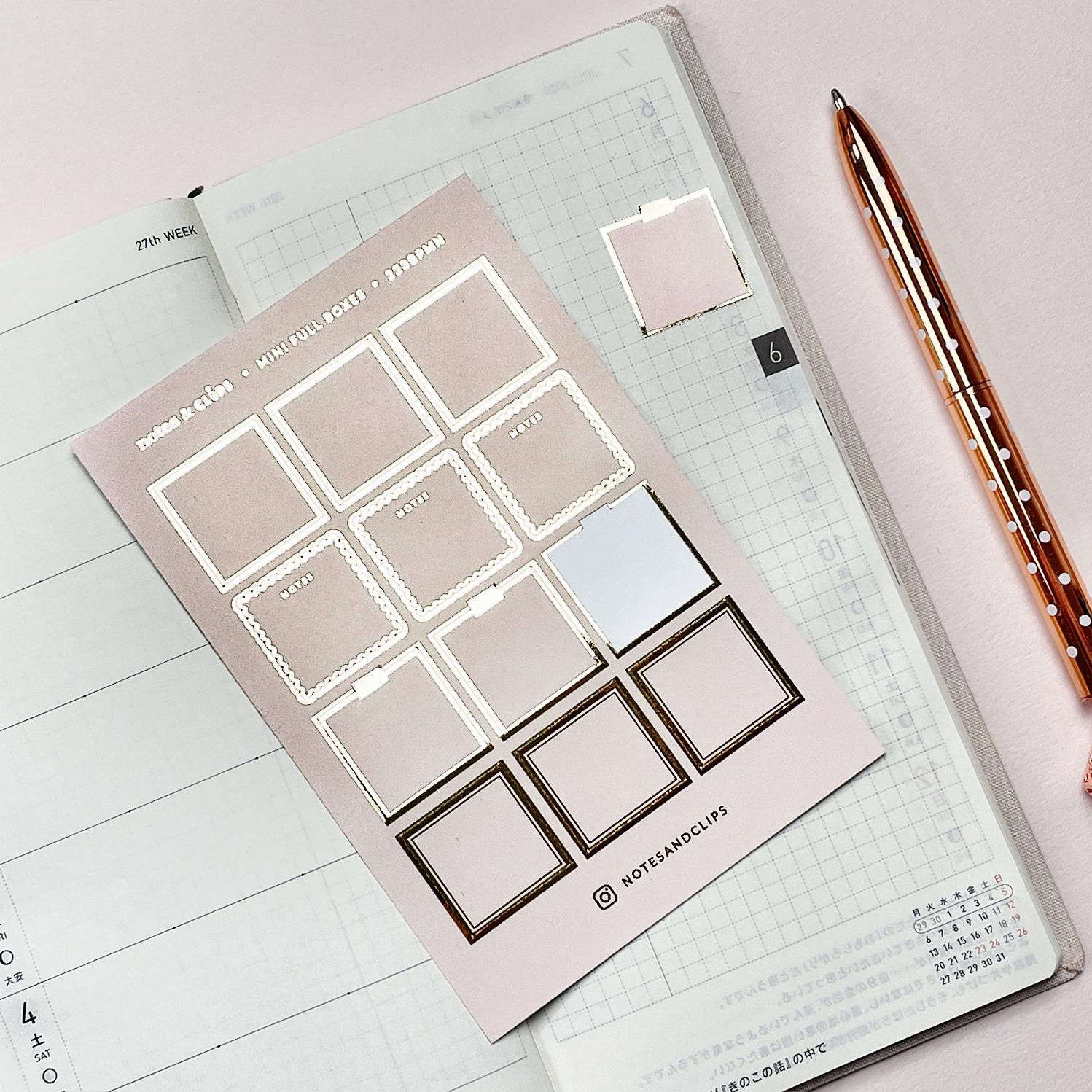 Blush Pink Foiled Mini Planner Stickers: Hobonichi Weeks (21mm)