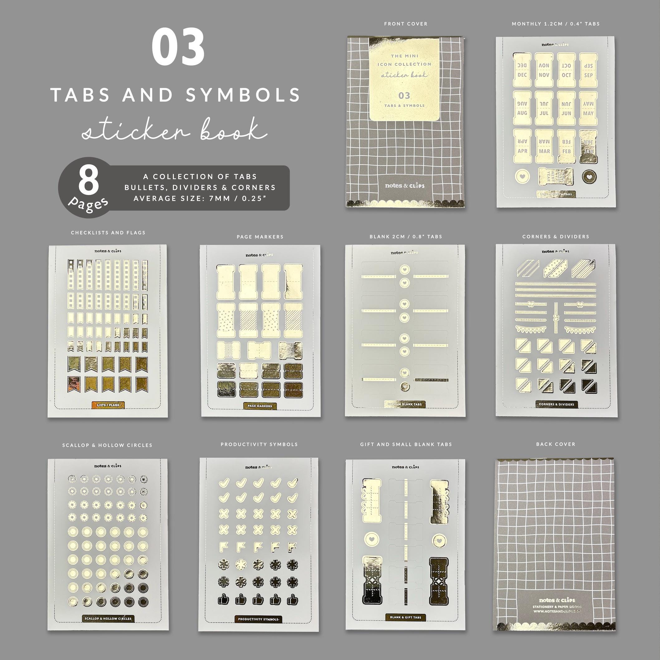 Tabs and Symbols Sticker Book: Mini Planner Stickers