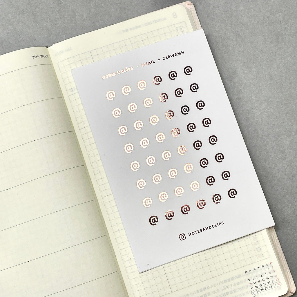 Mini Email Icon Planner Stickers: Foiled Hobonichi Weeks Stickers