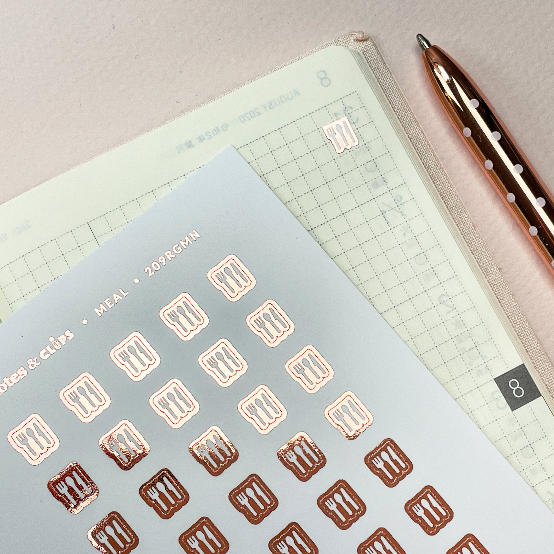 Mini Meal Planner Stickers: Fork & Spoon Icons for Meal Planning