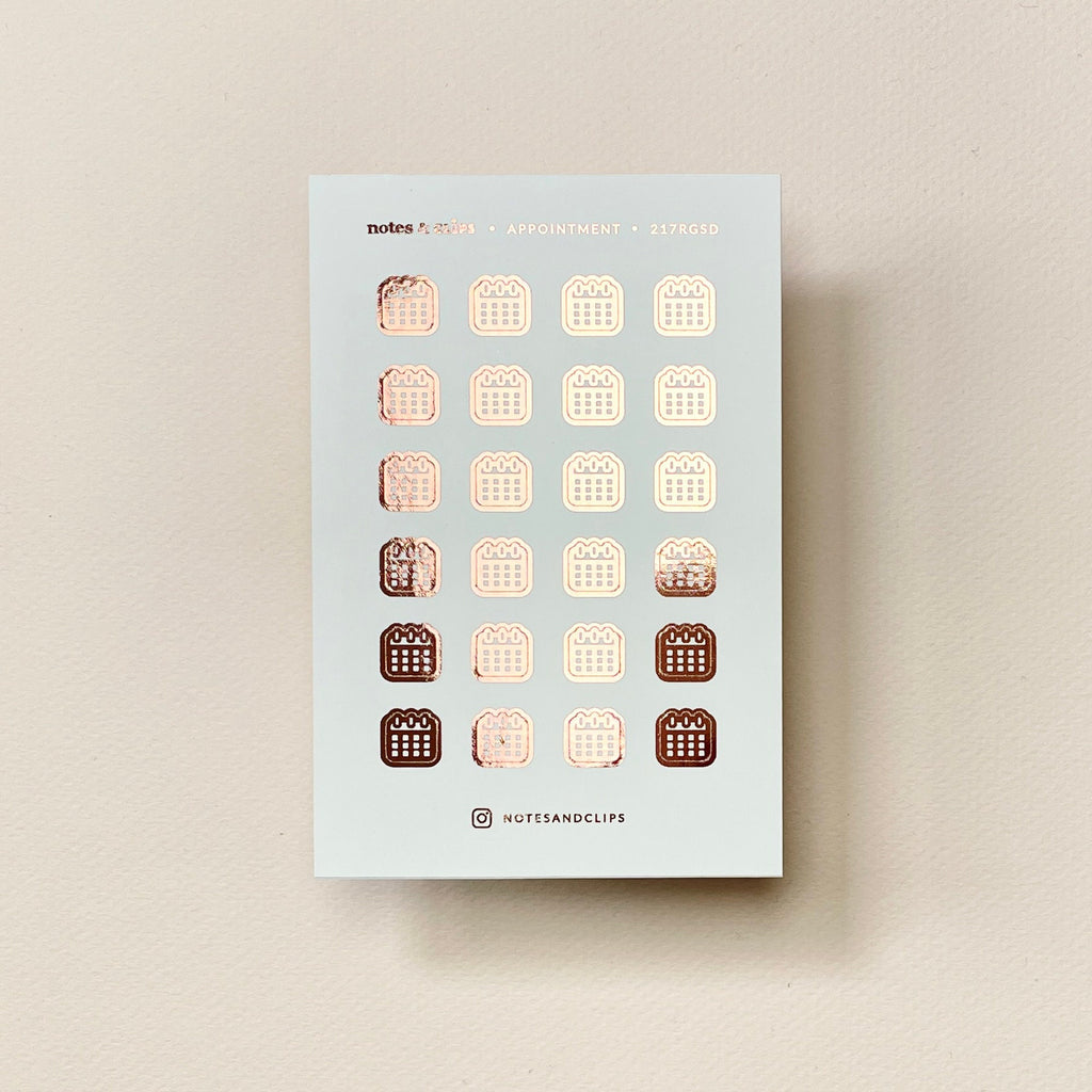 Foiled Appointment Planner Stickers: Calendar Icons