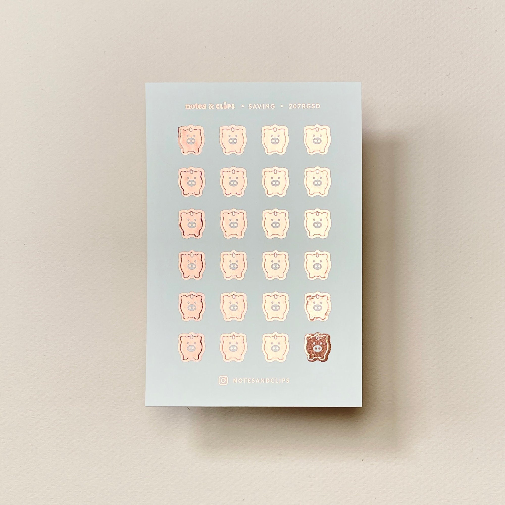 Foiled Piggy Bank Planner Stickers: Savings Tracker Icons