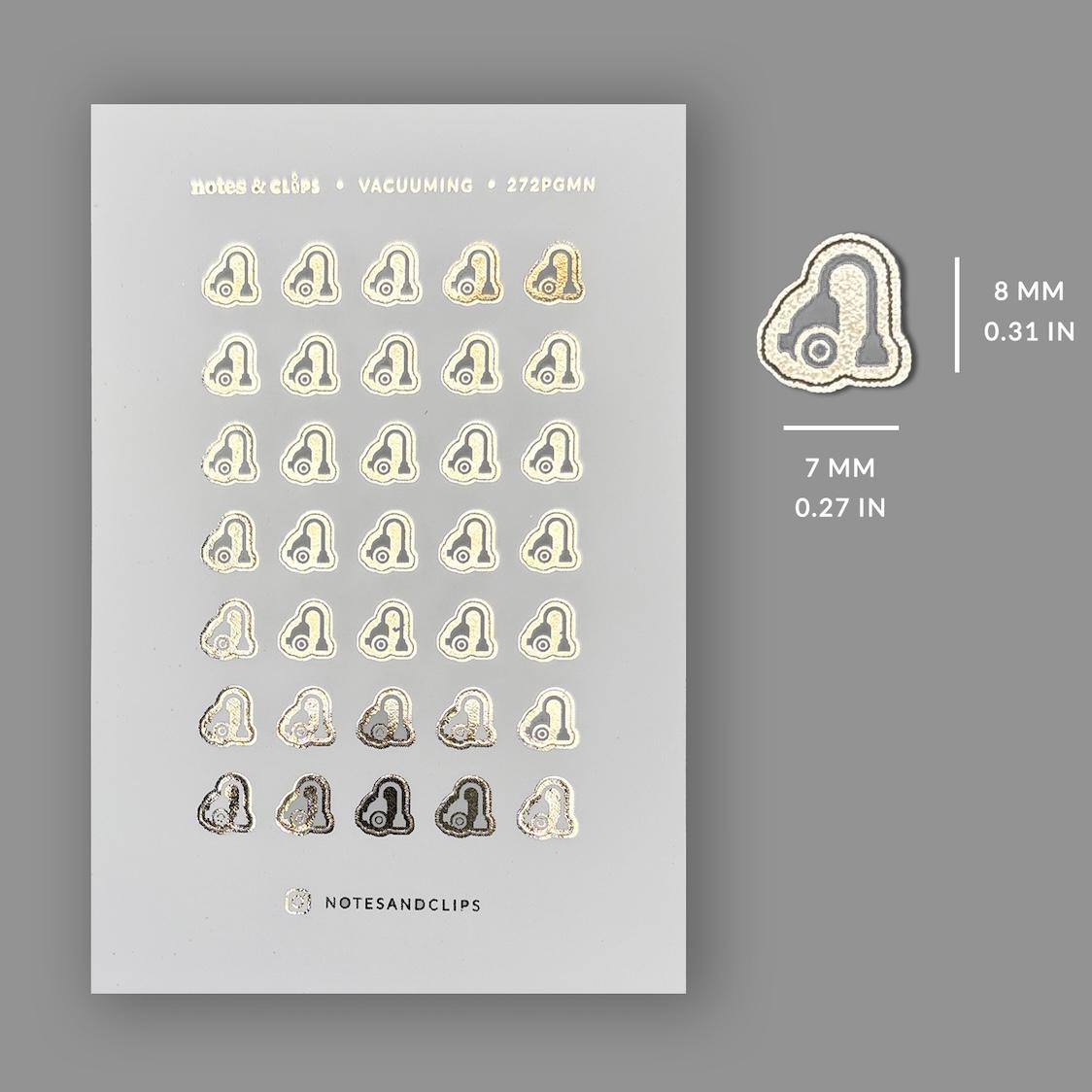 Foiled Vacuum Icon Planner Stickers: Housekeeping, Mini Size