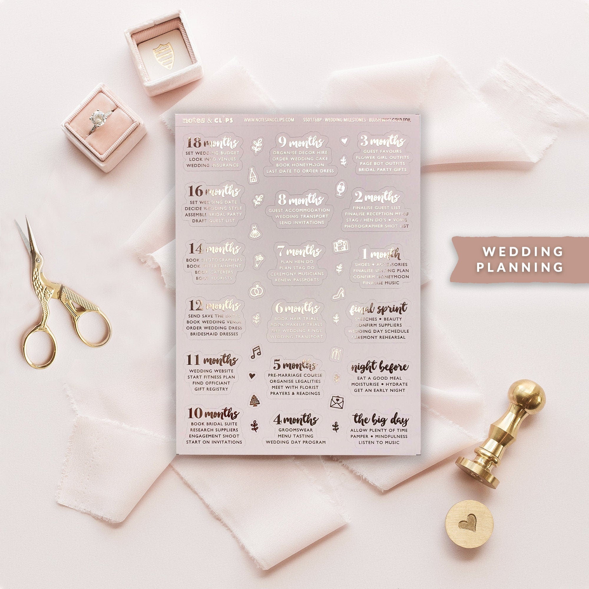 Foiled Milestone Wedding Planning Stickers