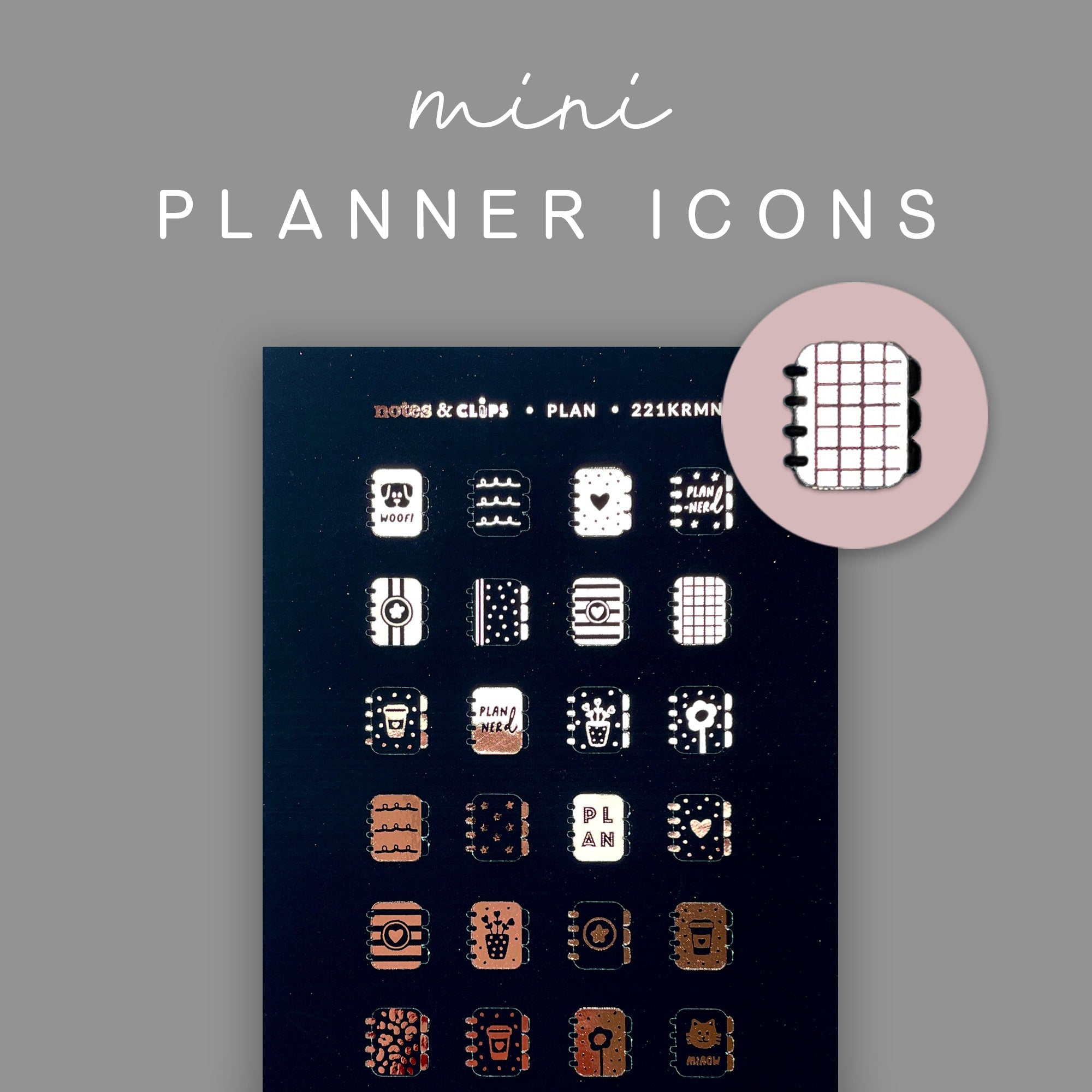 Foiled Planner Time Stickers: Mini Decorative Stickers